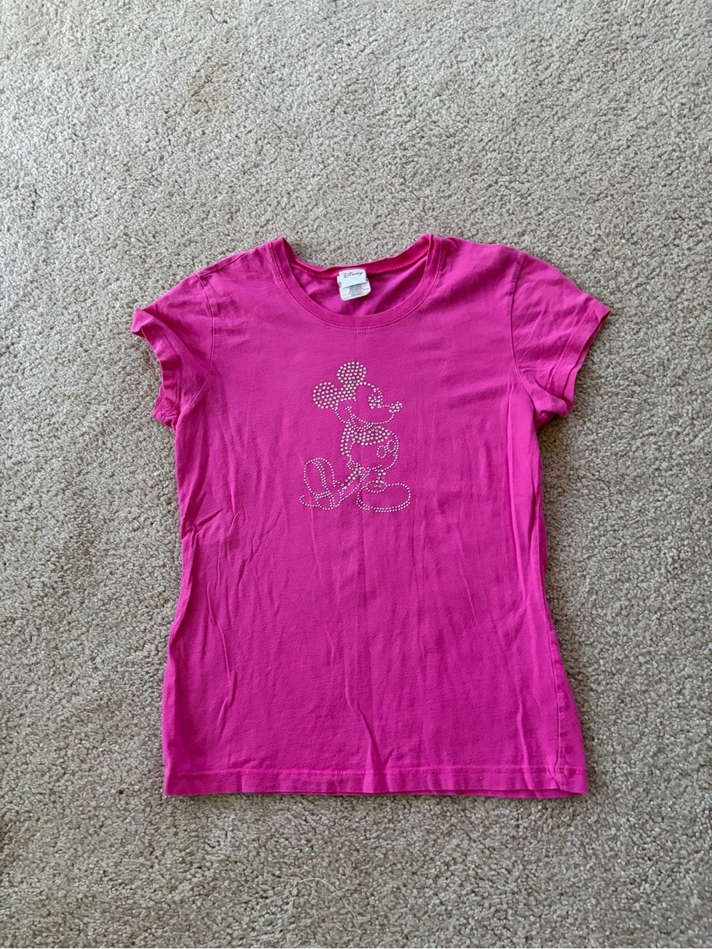 Girls Pink Minnie Mouse Rhinestone Tee